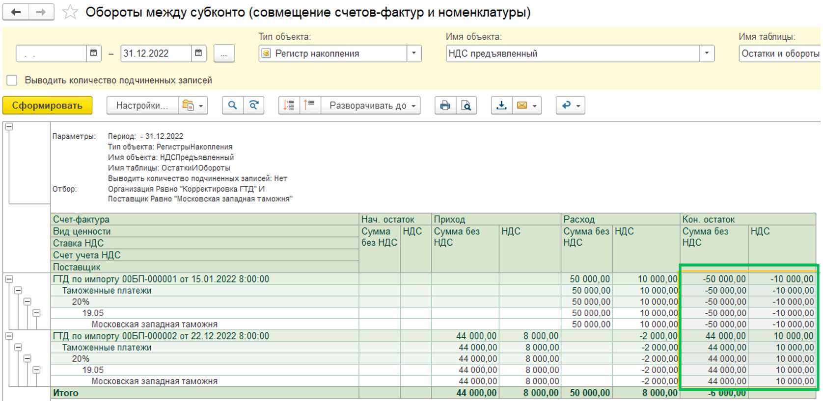 Корректировка ГТД и восстановление НДС