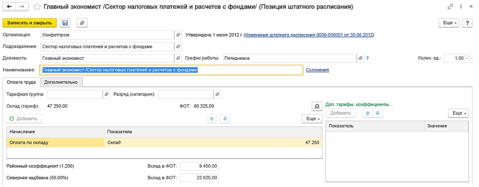 Штатное расписание в ЗУП