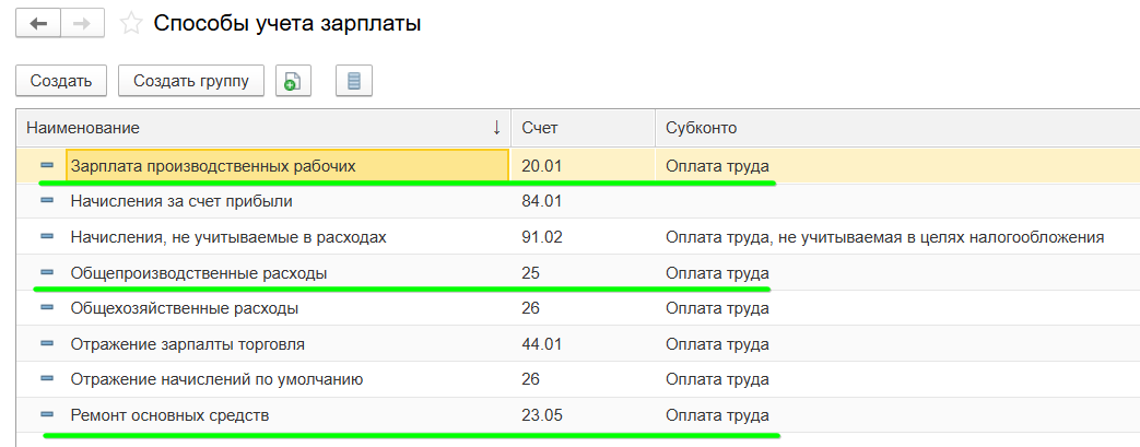 Как настроить счета затрат для зарплаты в Бухгалтерии