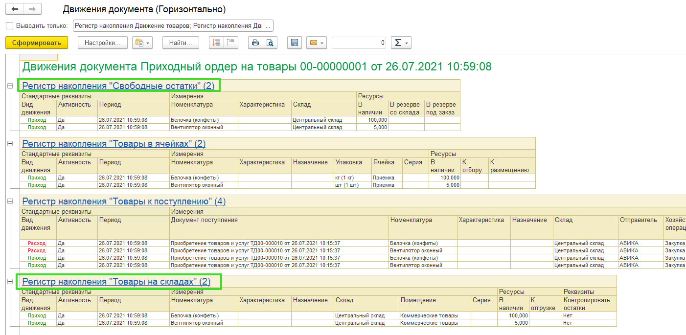 Реализация ордерной схемы