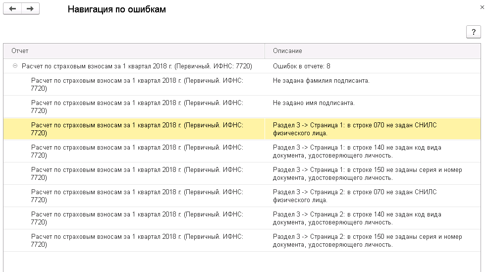 РСВ, разделы, заполнение, проверка
