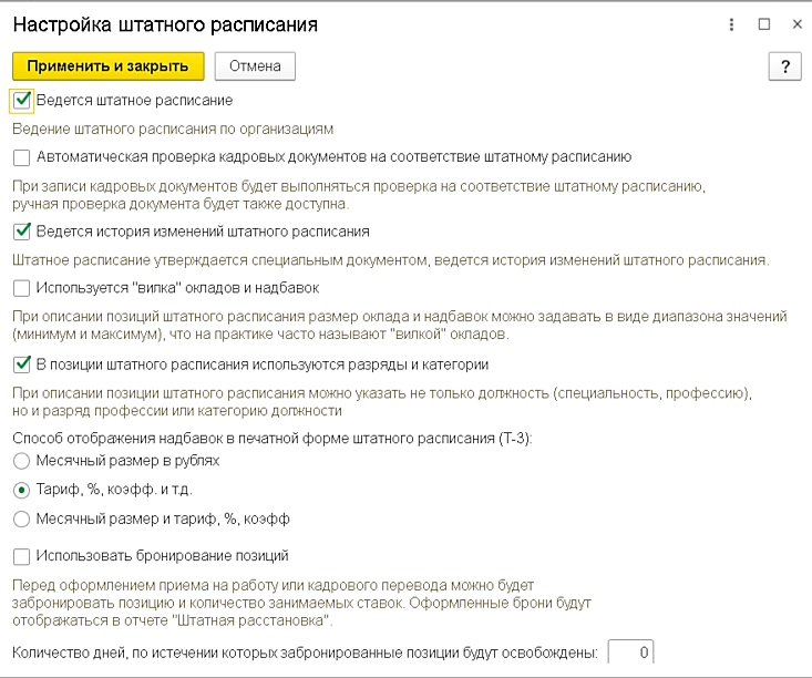 Штатное расписание в ЗУП