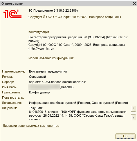 Окно 'О программе' с номером релиза