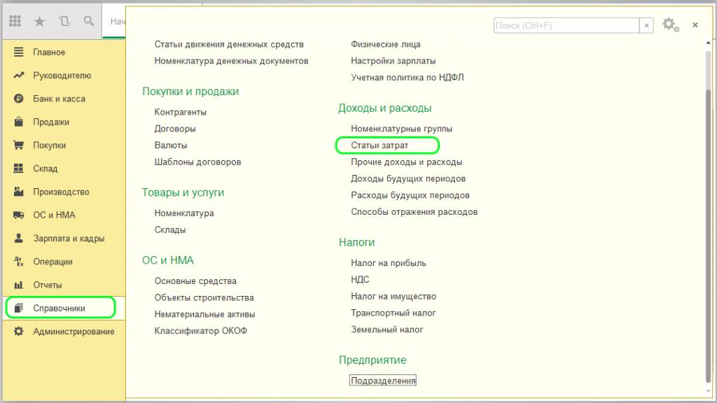 Статьи затрат