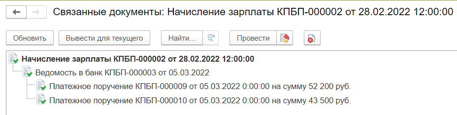 Выплата зарплаты через банк (без зарплатного проекта) в программе Бухгалтерия 3.0