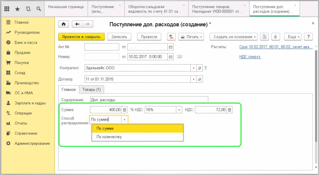 Способ распределения расходов