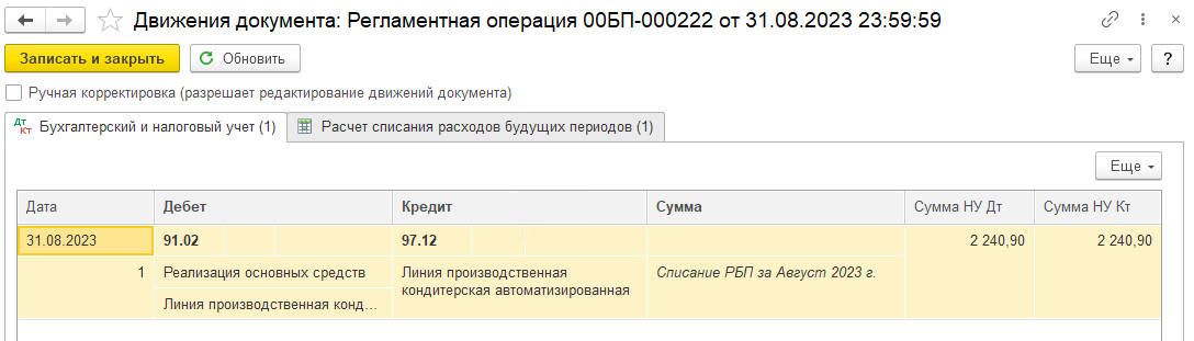 Продажа ОС с убытком в БП 3.0