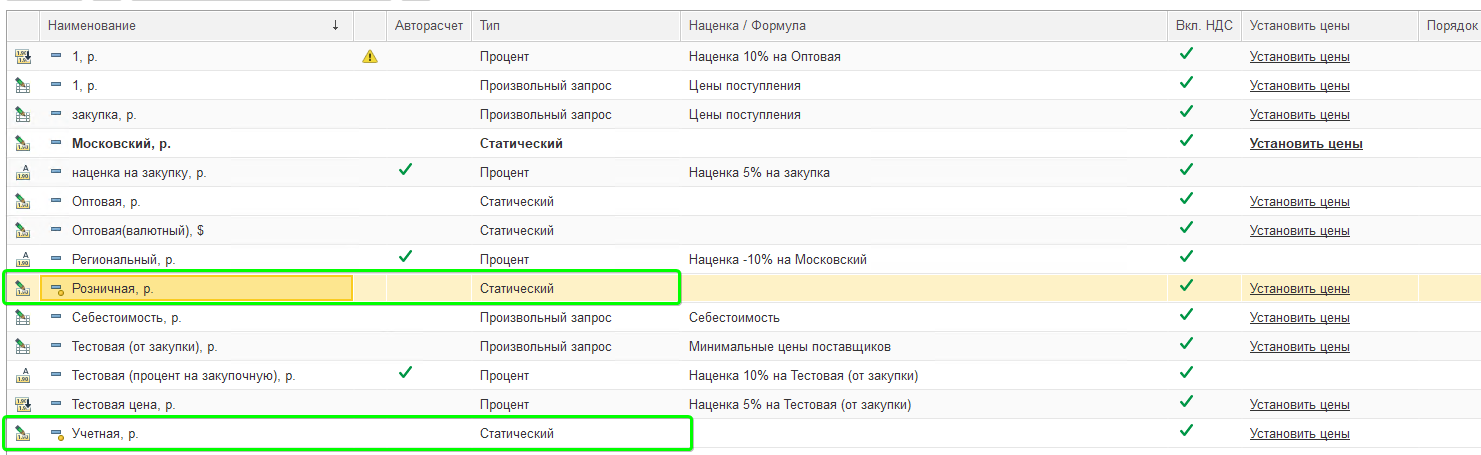 Цены в УНФ